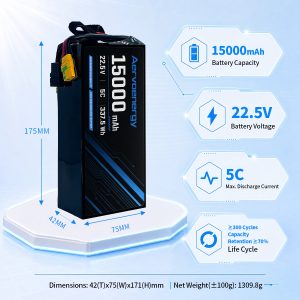 6S 15000mAh 22.5V 5C Semi-Solid UAV Drone Battery - Image 5