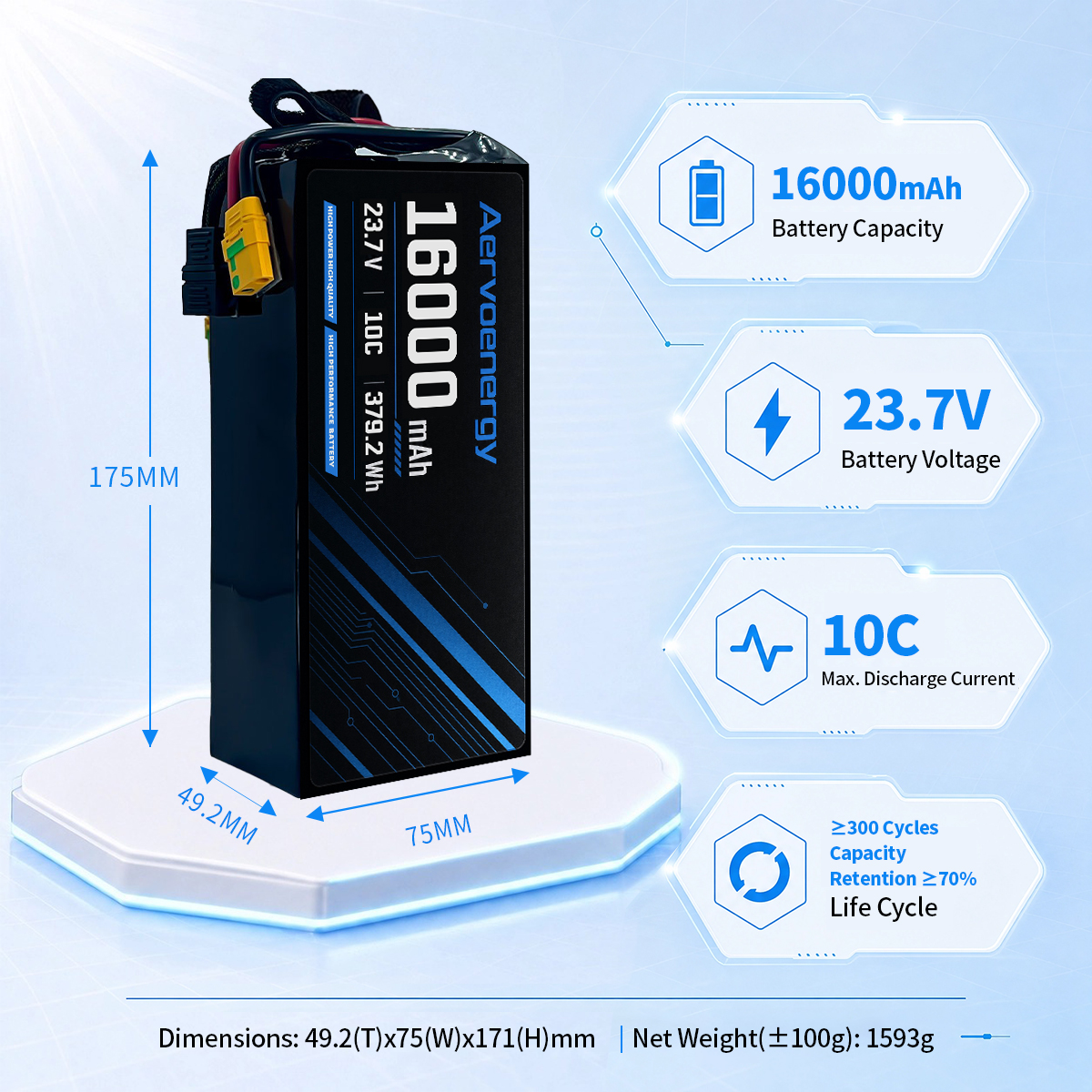 6S 16000mAh 23.7V 10C Semi-Solid UAV Drone Battery - Image 5