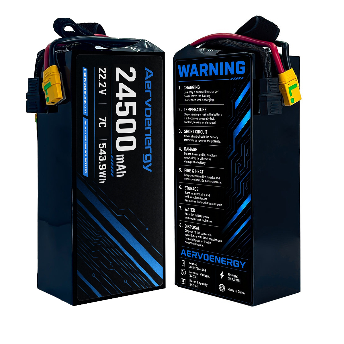 6S 24500mAh 22.5V 7C Semi-Solid UAV Drone Battery - Image 1