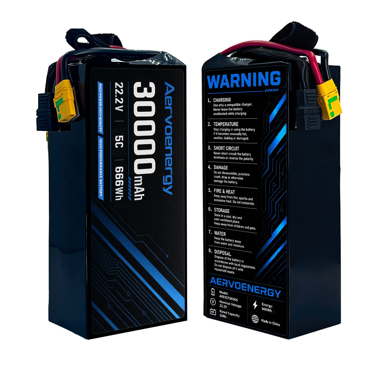 6S 30000mAh 22.2V 5C Semi-Solid UAV Drone Battery - Image 1