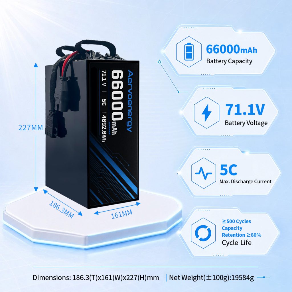 18S 66000mAh 71.1V 5C Semi-Solid UAV Drone Battery