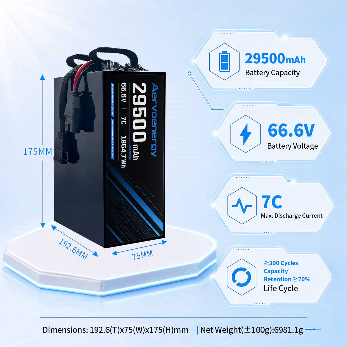 18S 29500mAh 66.6V 7C Semi-Solid UAV Drone Battery - Image 5