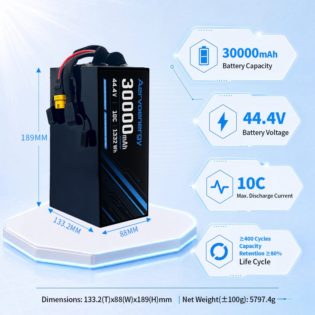 12S 30000mAh 44.4V 10C Semi-Solid UAV Drone Battery