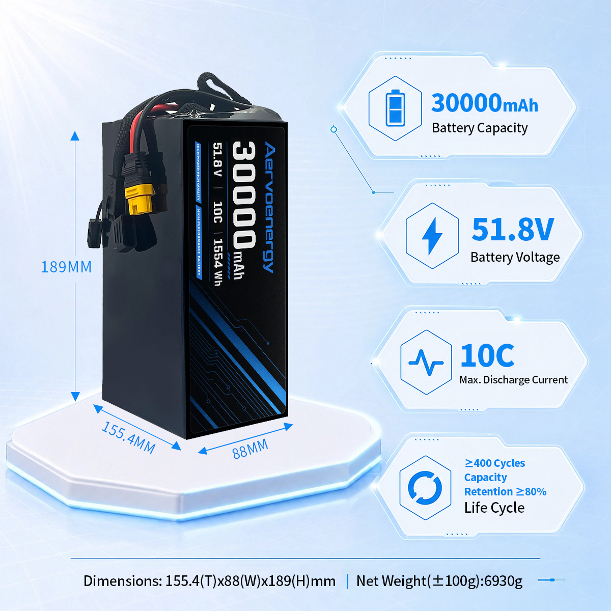 14S 30000mAh 51.8V 10C Semi-Solid UAV Drone Battery - Image 5