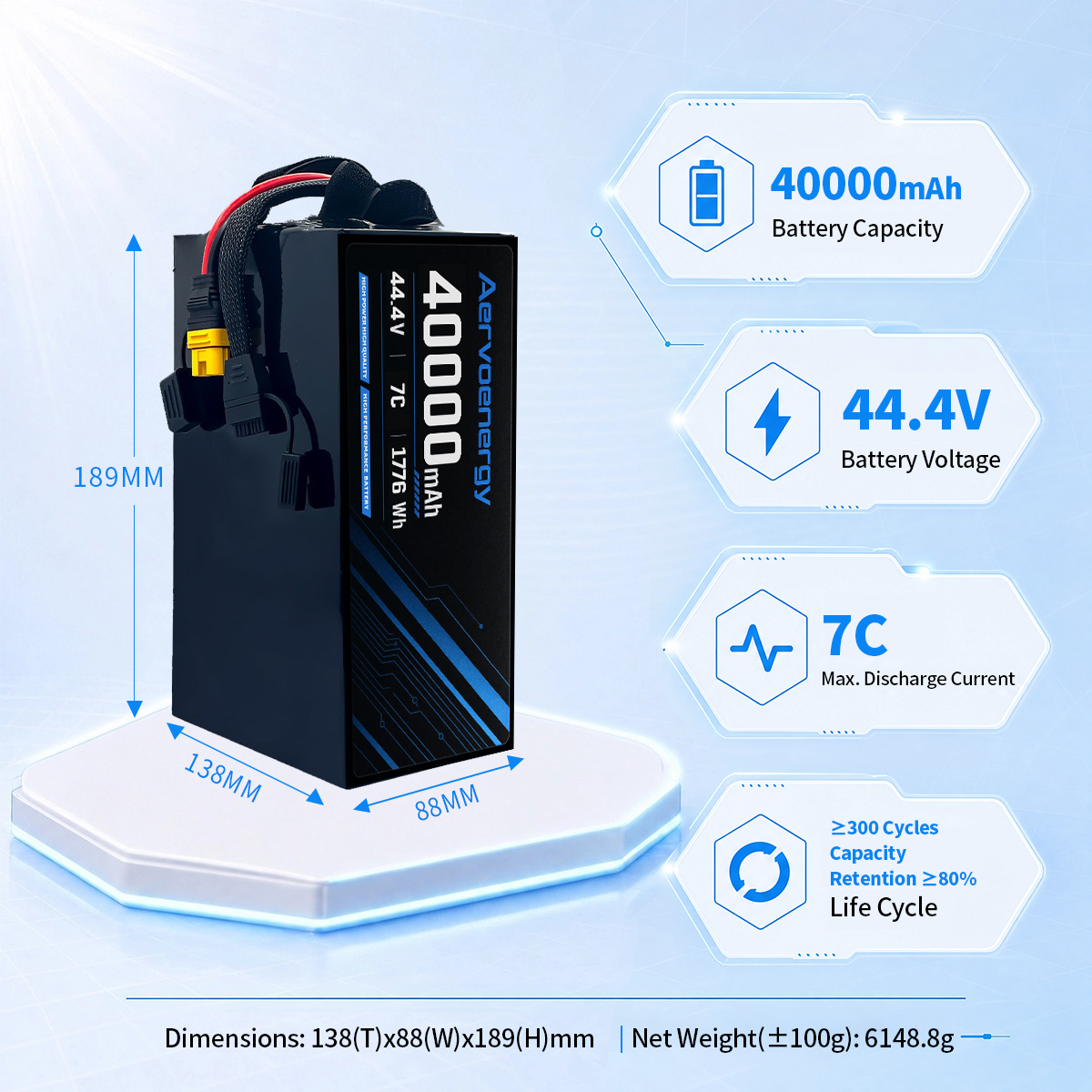 12S 40000mAh 44.4V 7C Semi-Solid UAV Drone Battery - Image 5